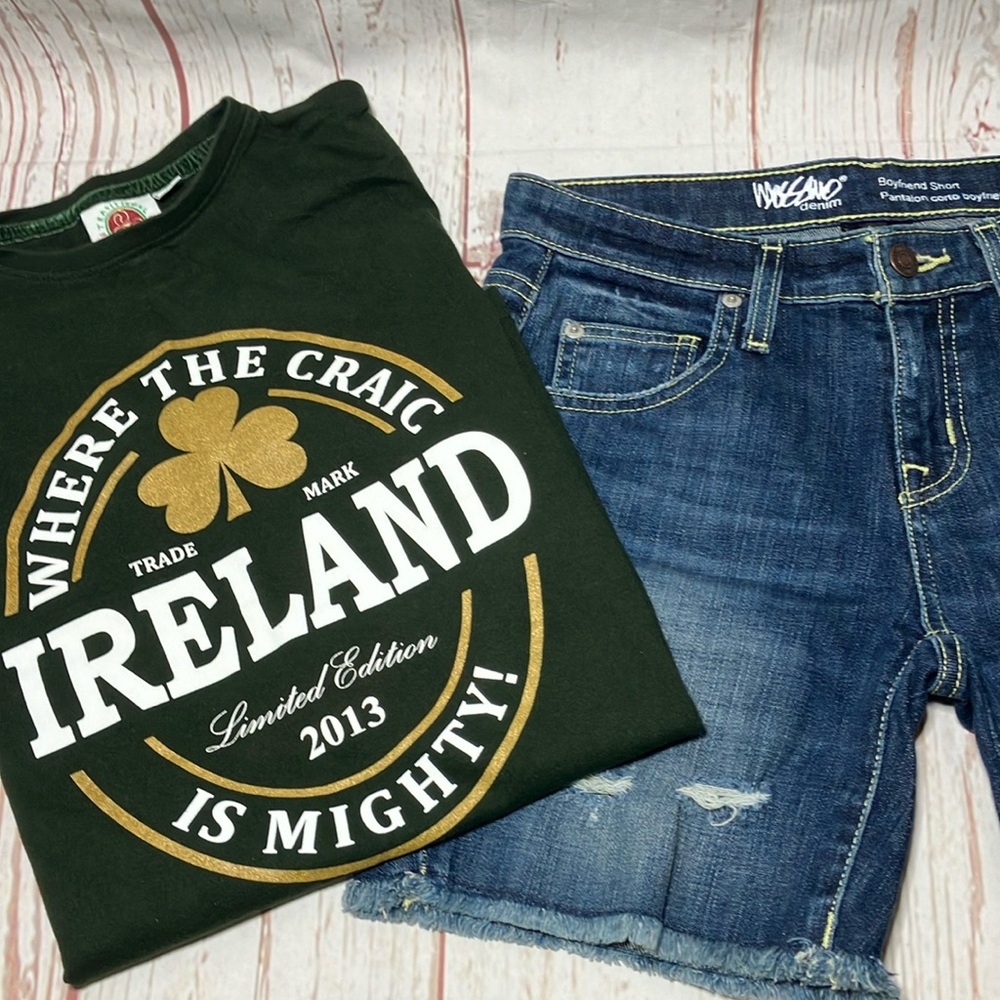 Ireland Graphic Tee and Denim Shorts Set szS/ 25